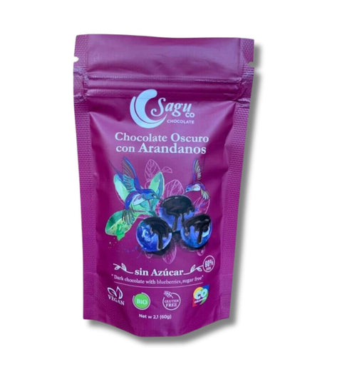 Grageas chocolate oscuro 60% con arandanos