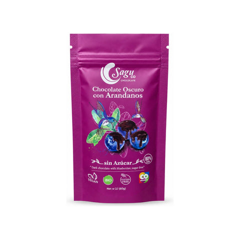 Grageas chocolate oscuro 60% con arandanos